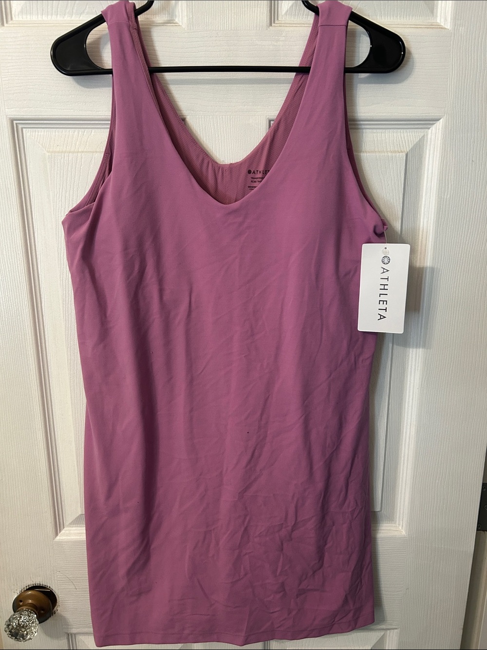 NWT Athleta Rose-Mauve Scoop Tank Dress with built in bra/shorts